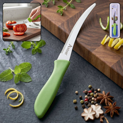 Mix Design Ss Kitchen Knife 8 Inch Stainless Steel Curved Plastic Handle (1 Pc)