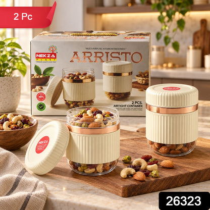 Dry Fruit Storage Containers With Threaded Lids And Clear Bases (2 Pc Set)