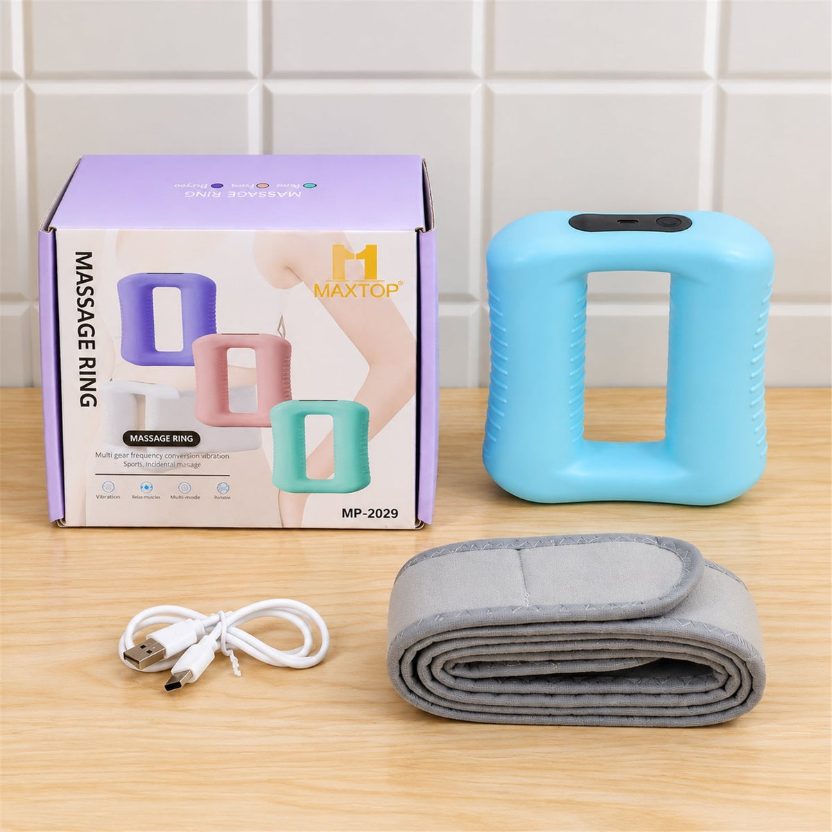 Electric Ring Massager With Soft Adjustable Strap And Usb Cable For Relaxation
