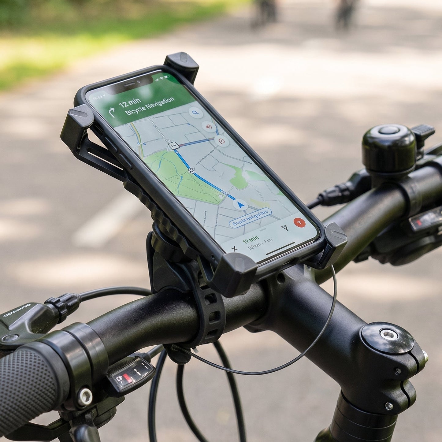 Plastic Bicycle Phone Holder With Handlebar Mount For Secure Mobile Use With Horn (1 Pc)