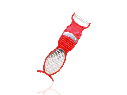 Wukusy 4-in-1 vegetable peeler, slicer, grater, and cutter kitchen tool with multiple blades for versatile food prep.