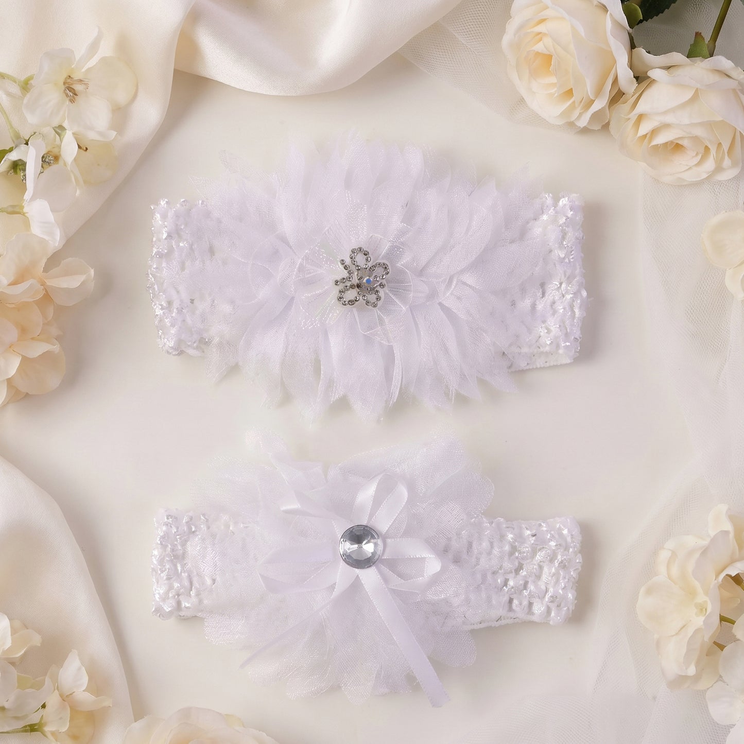 Soft Elastic Baby Hair Headband With Floral Lace Design (1 Pc Mix Design)