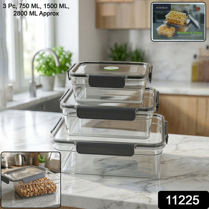 Plastic Airtight Food Storage Container Set(3 Pc 750 Ml 1500 Ml 2800 Ml)