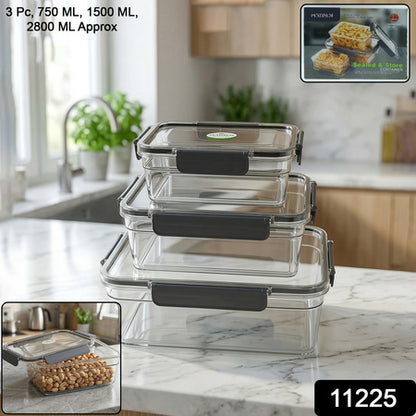 Plastic Airtight Food Storage Container Set(3 Pc 750 Ml 1500 Ml 2800 Ml)