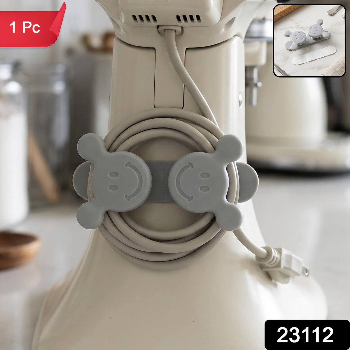 Self Adhesive Plastic Wall Hook And Cord Organizer For Kitchen Appliances (1 Pc)