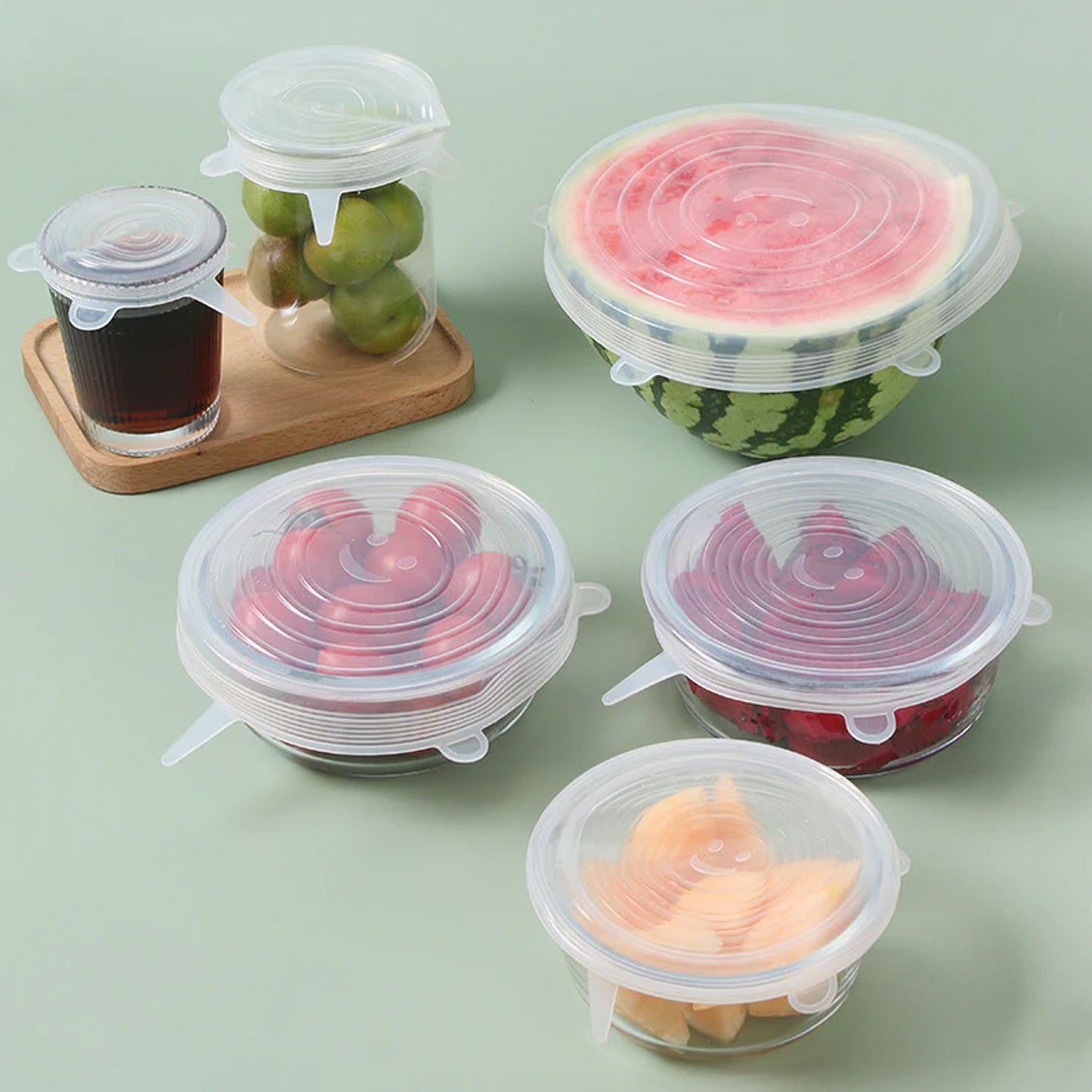 12 Peace Reusable Stretch Lids Set With 2 Storage Pouches  Flexible Food Cover Lids
