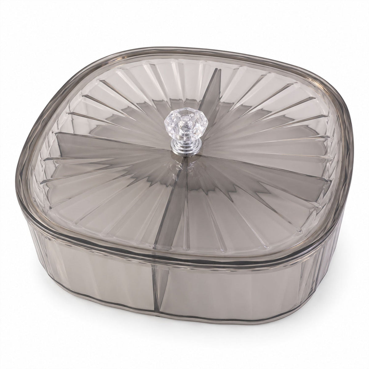 Wukusy dry fruit storage box with lid, 4 compartments for nuts and snacks, clear plastic container for organized kitchen storage