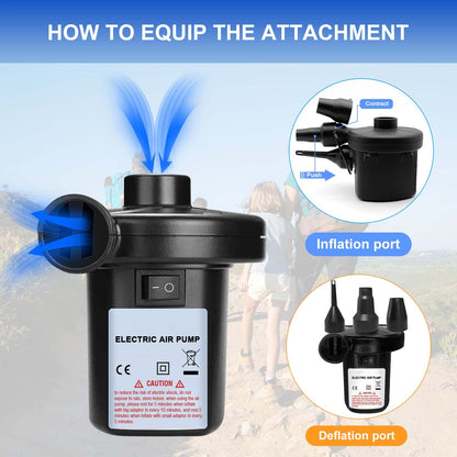 Wukusy 9080 electric air pump with three nozzles for inflating balls and balloons, compact and portable.