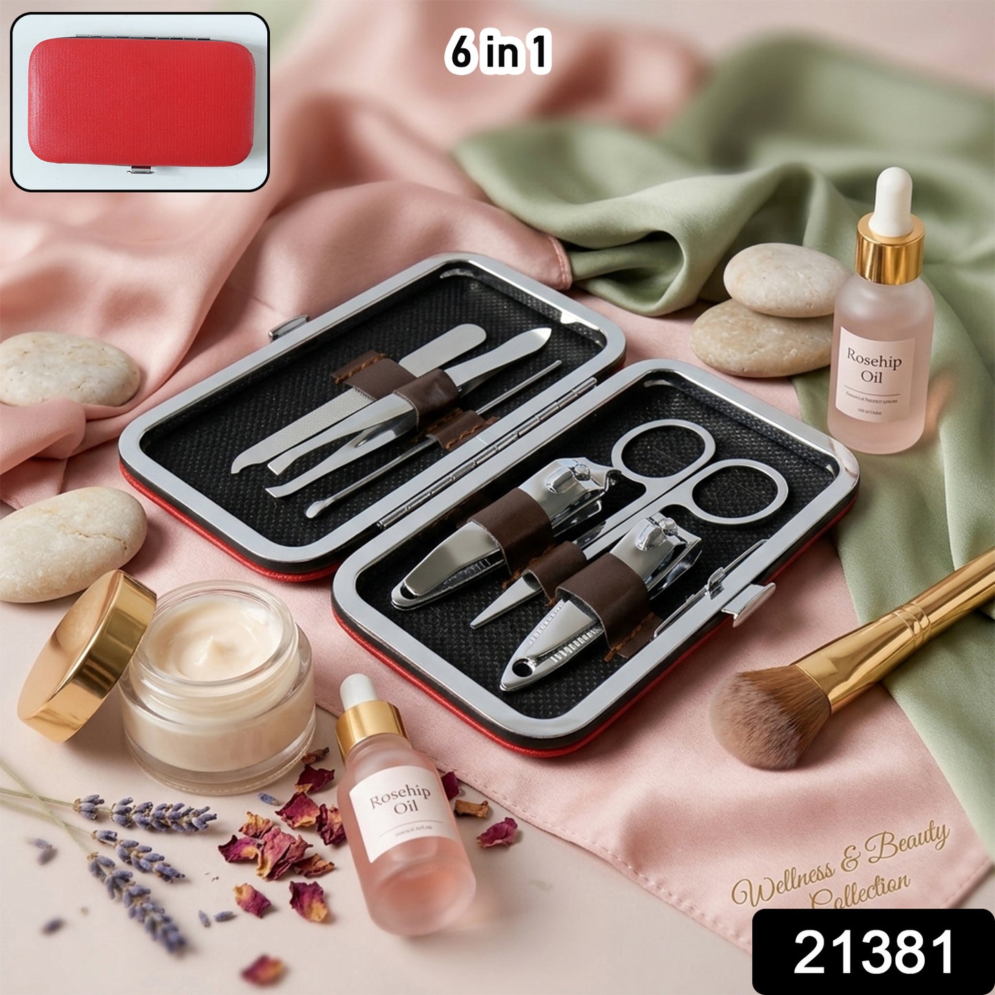 6 In 1 Professional Manicure Pedicure Nail Grooming Kit (1 Set)