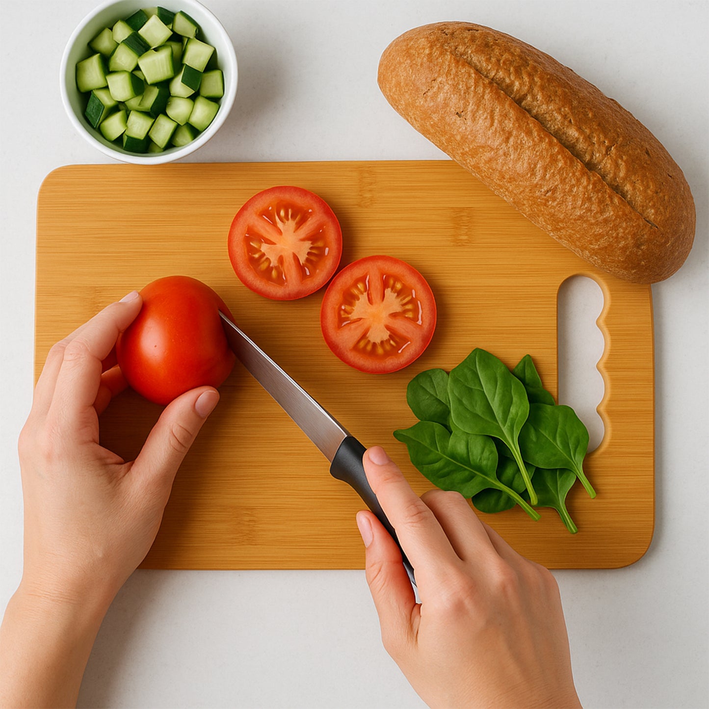 Wukusy wooden chopping board for vegetable cutting, ideal for kitchen use, with a smooth surface and sturdy construction.