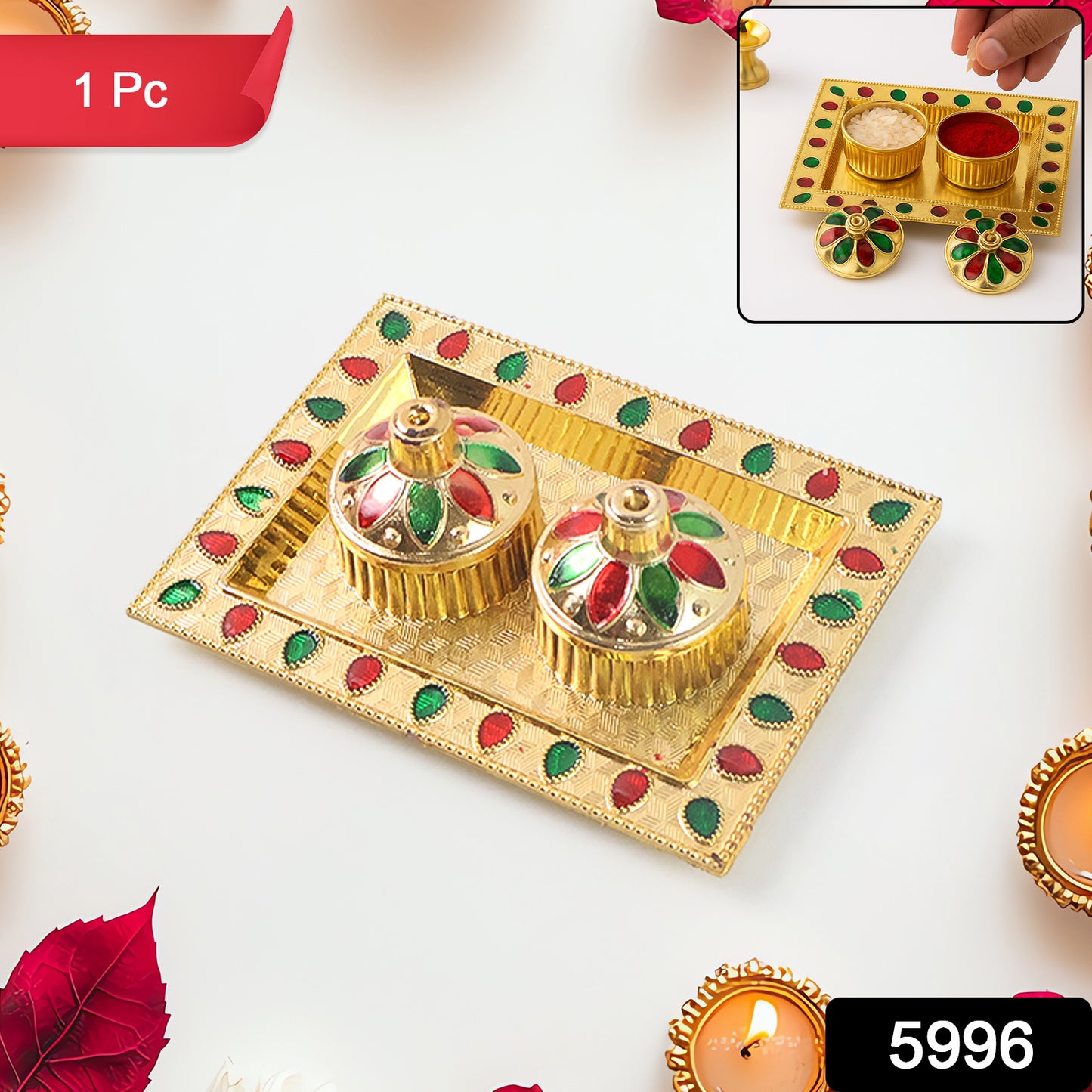 5996 Rakasha Bandhan Special Puja Thali Kumkum Thali Holder Pooja Return Gift Indian Housewarming Gifts Brotherbhaibhabhisisterfamily Rakhi For Rakshabandhan