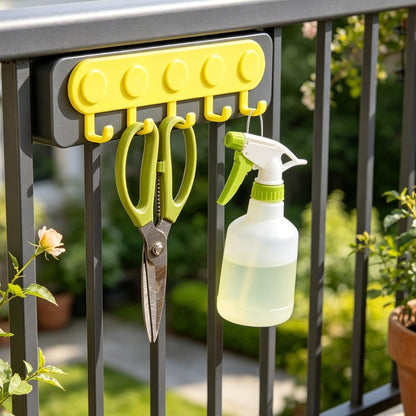 Self-adhesive Plastic 5-hook Wall Hanger For Home Storage And Organisation (1 Pc)