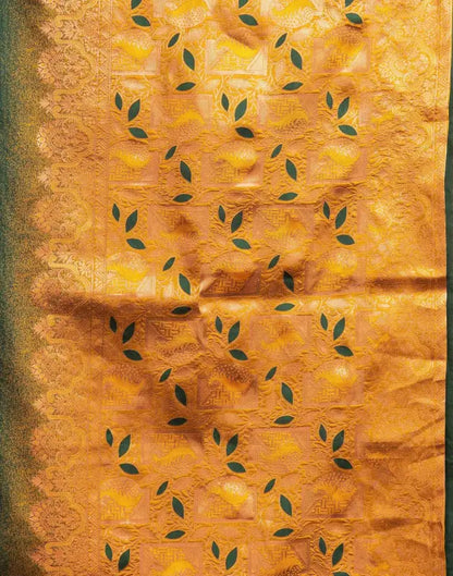Silk Saree  The Royal Green Golden Elegance Collection
