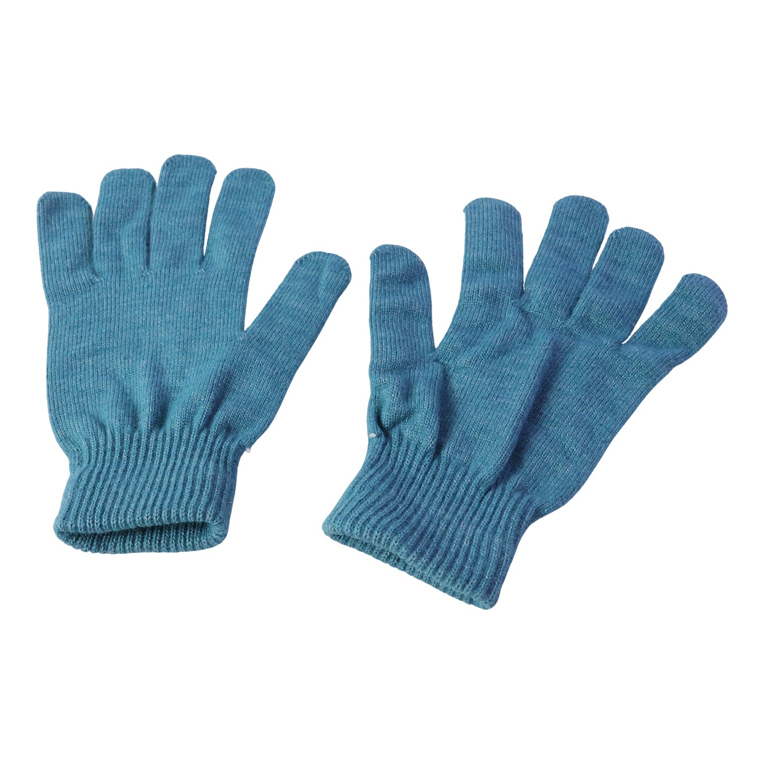 Pair of warm, soft, stretchable knitted winter gloves for men and women by Wukusy, shown in a cozy, close-up view.