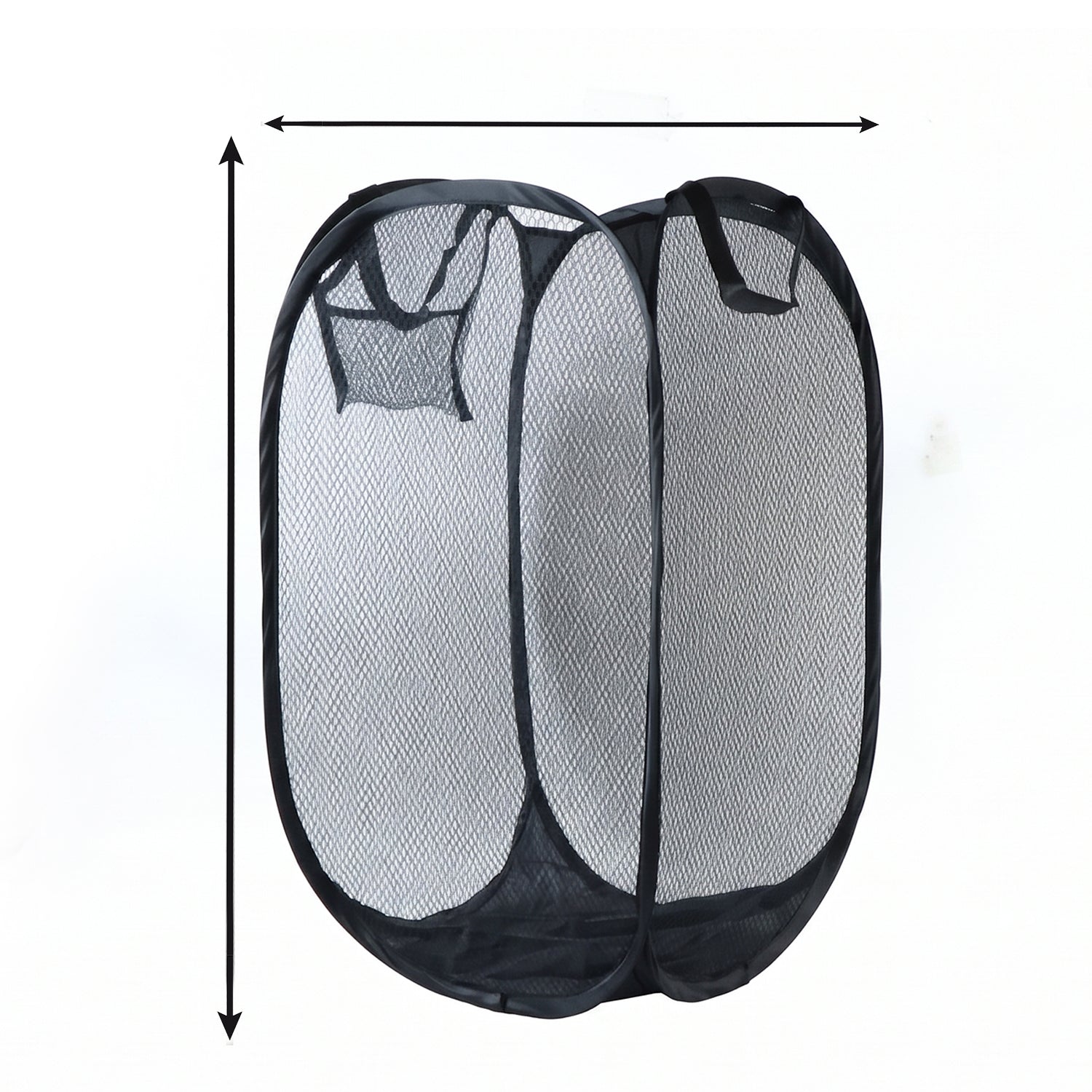Wukusy collapsible mesh laundry hamper, portable clothes storage basket in gray with 34x34x57cm dimensions, breathable mesh design