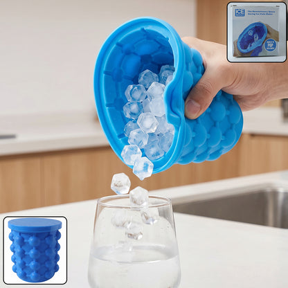 Wukusy silicone ice cube maker with lid, squeeze to pop design, space-saving mold for making ice cubes in a kitchen or freezer.