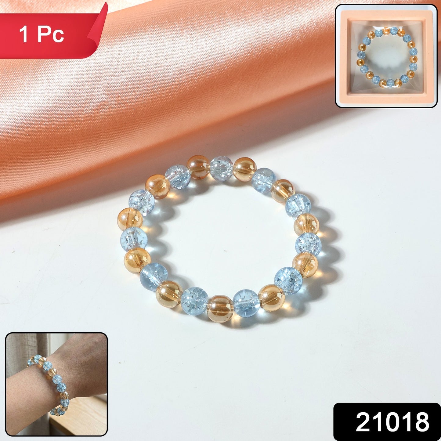 Elegant dual-tone crystal beaded stretch bracelet by Wukusy with sparkling beads and a sleek, flexible design for stylish wear.
