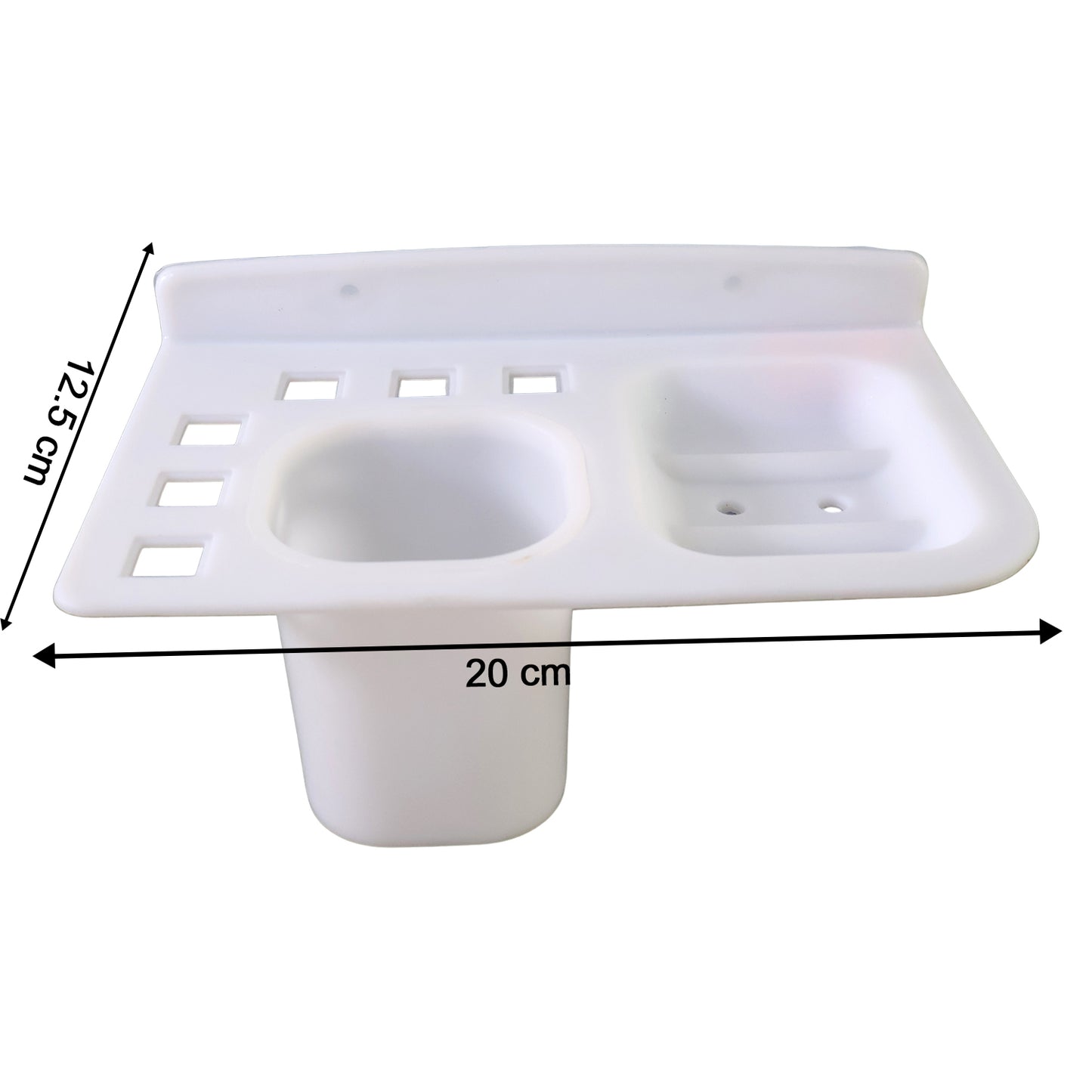 3in1 Wall Mounted Multi-compartment Toothbrush  Soap Holder With Cup (1 Pc)