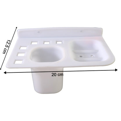 3in1 Wall Mounted Multi-compartment Toothbrush  Soap Holder With Cup (1 Pc)