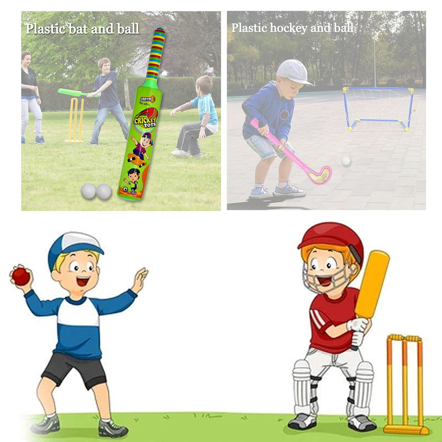 Wukusy plastic bat and ball hockey toy set for kids, lightweight indoor and outdoor sports play equipment