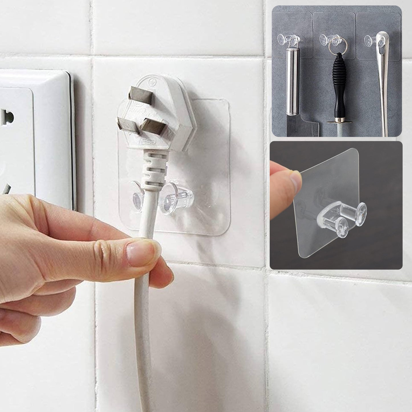 Adhesive Plastic Wall Hook Self Stick Hanger Strong Hold (5 Pc)