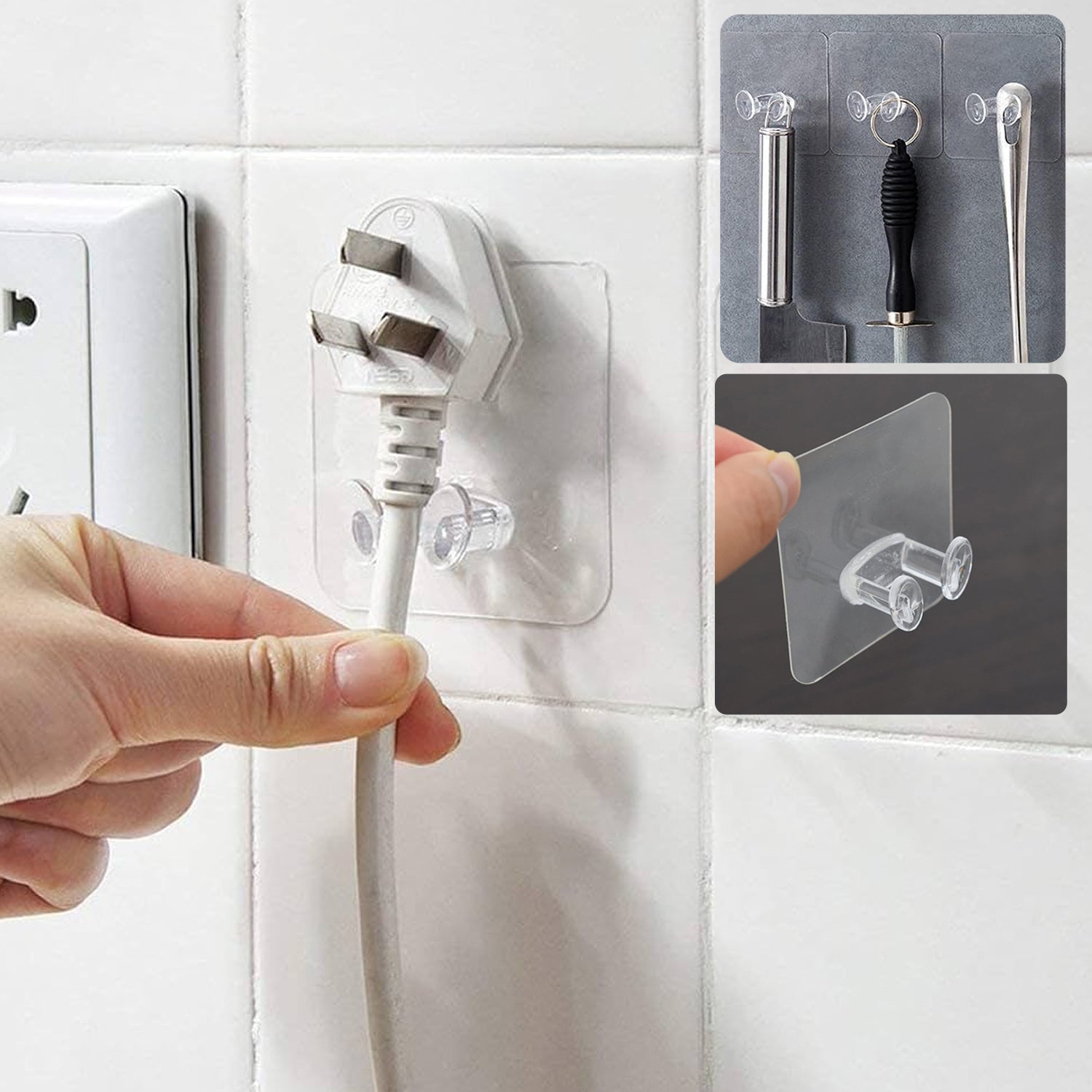 Adhesive Plastic Wall Hook Self Stick Hanger Strong Hold (5 Pc)