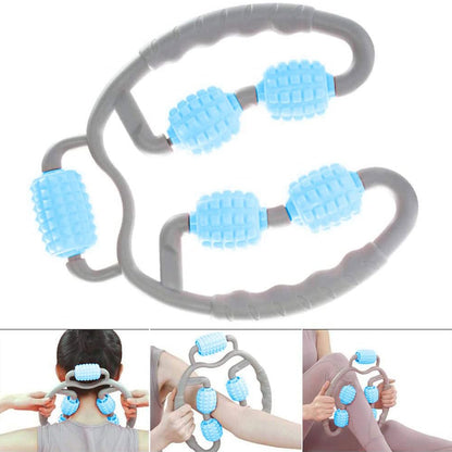 Wukusy Muscle Massage Roller with 5 wheels for leg and muscle relief, elastic PP drop-shaped fitness roller for home use.