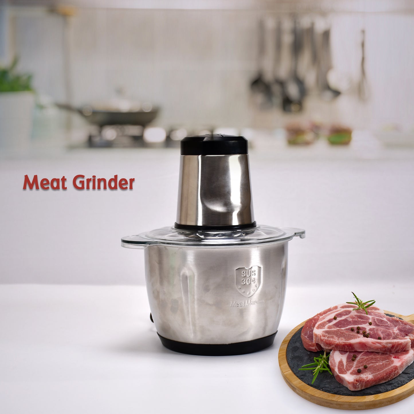 2363 Stainless Steel Electric Meat Grinders With Bowl Heavy For Kitchen Food Chopper Meat Vegetables Onion  Garlic Slicer Dicer Fruit  Nuts Blender (3l 300watts)