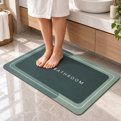 Green Wukusy super absorbent bathroom mat, 57x37 cm quick-dry non-slip bath mat, soft and comfortable for bathroom use