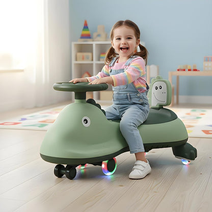 Kids Dinosaur Swing Car Ride On Toy With Music And Steering Wheel (1 Pc)