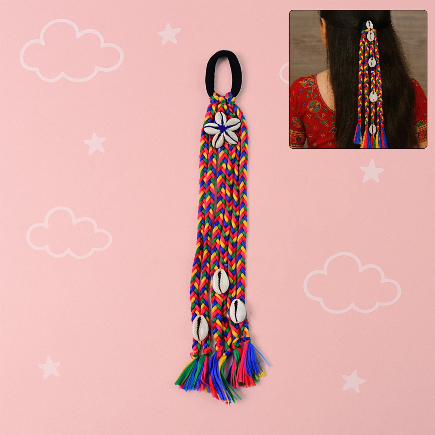 Multicolor braided hair accessory with a stylish bow by Wukusy, perfect for adding a colorful touch to hair styles.