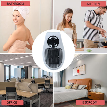 500w Portable Wall Plug Room Heater Compact Electric Space Heater