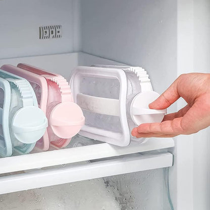 Wukusy 2-in-1 portable ice cube tray with 17 round ice molds, ideal for home and kitchen use, in a clear plastic tray.
